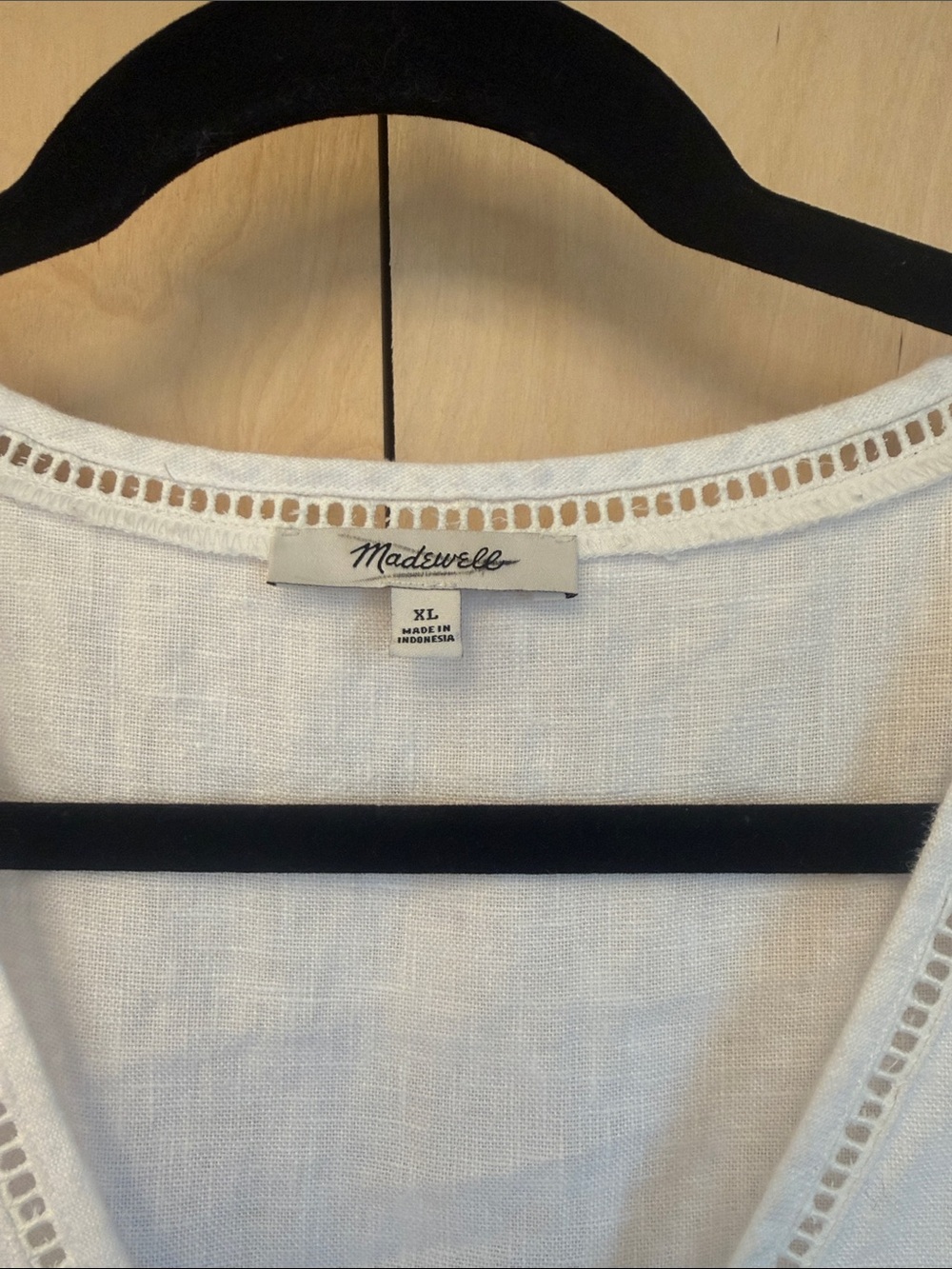 Madewell White Button-Front Linen Midi Dress with Eyelet Sleeves - Picture 3 of 5